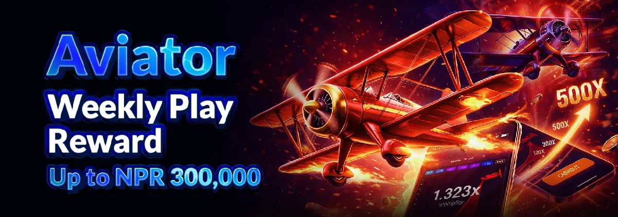 NEP9 Aviator Weekly Play Reward — multiplier ladder up to 500x with weekly rewards reaching NPR 300,000