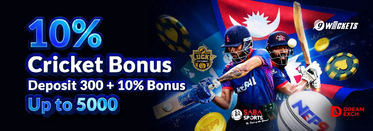 NEP9 10% Cricket Bonus for Nepali players — deposit 300 NPR get up to 5000 NPR bonus for IPL 2026